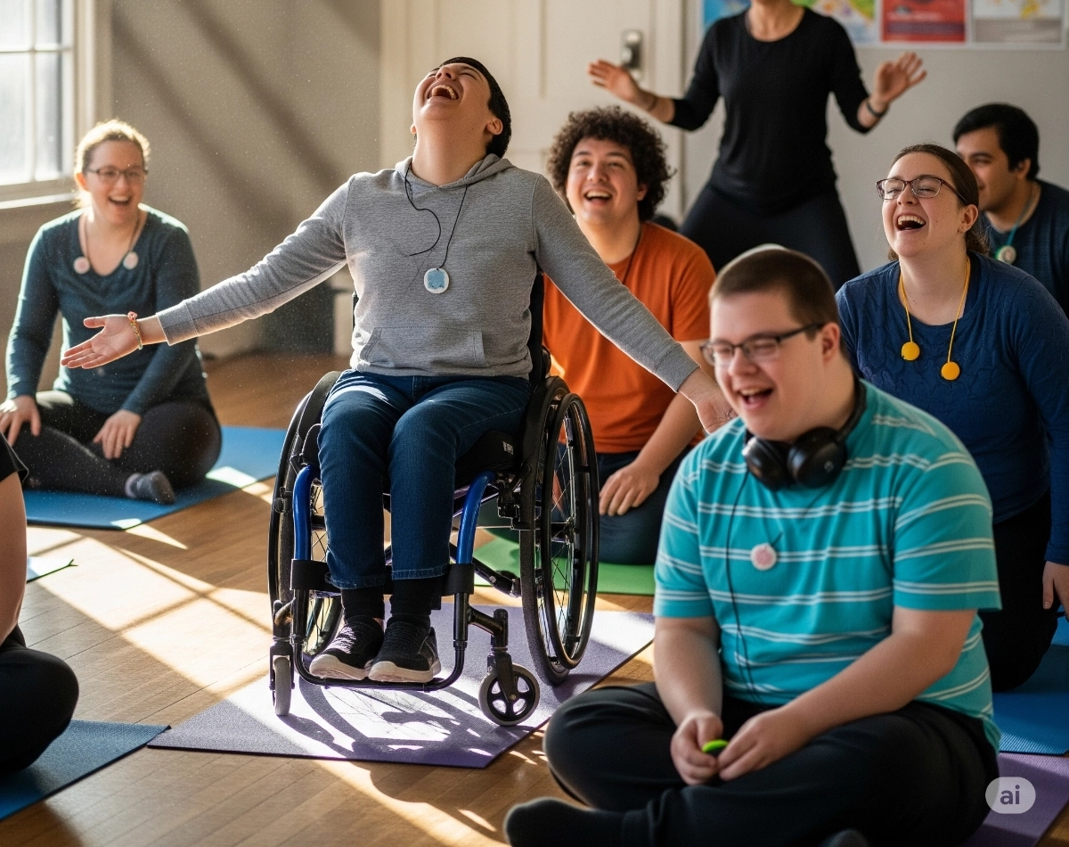 yoga du rire dans le milieu de l'handicap