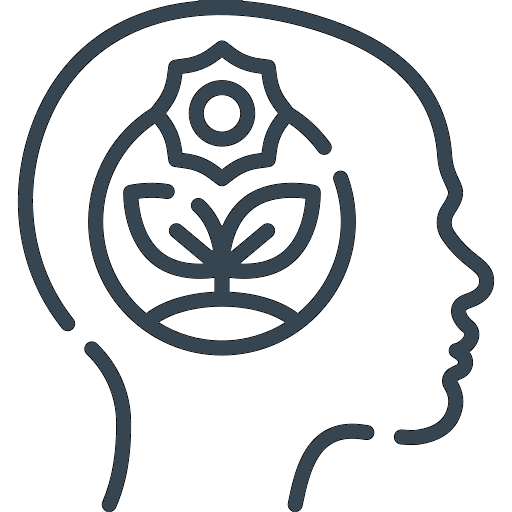 pictogramme d'une fleur dessinée sur le profil d'un visage pour représenter la sophrologie