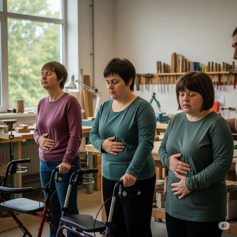 séance de sophrologie de groupe au sein d'un ESAT