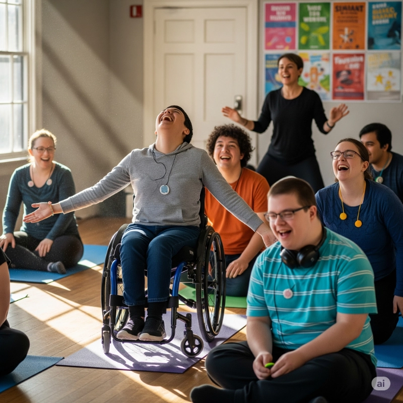 atelier yoga du rire dans un ESAT
